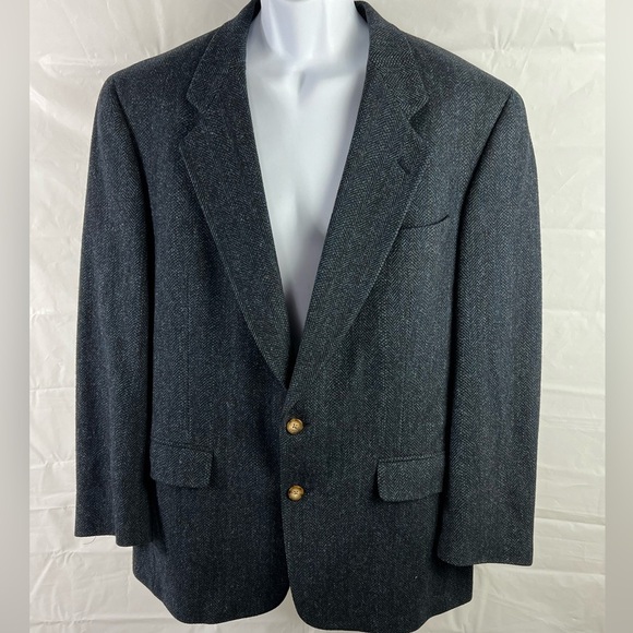 Austin Reed Blue Tweed Jacket Blazer 2 Button 100% Wool Size 44 Regular